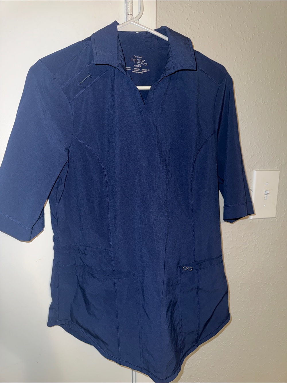 NFINITY Navy Short Sleeve Women's Polo-Style Scrub Top